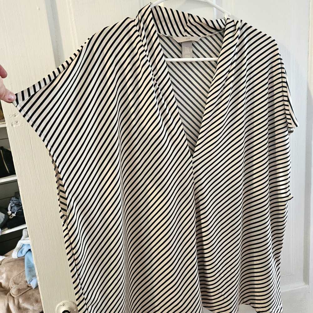 H&M Black and White Striped Blouse